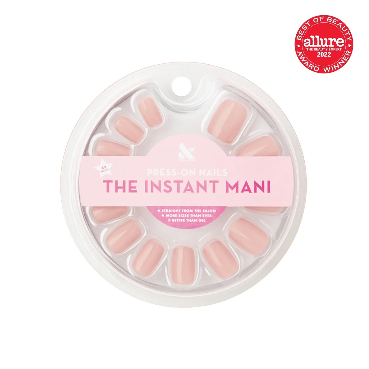 Instant Mani Squoval Short Press-On Nails, HZ, Pink, 42 Ct