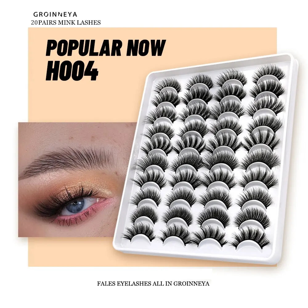 20 Pairs False Lashes 3D Mink Lashes Fluffy Dramatic Thick Volume Eyelashes Natural Lashes Fake Lashes Makeup