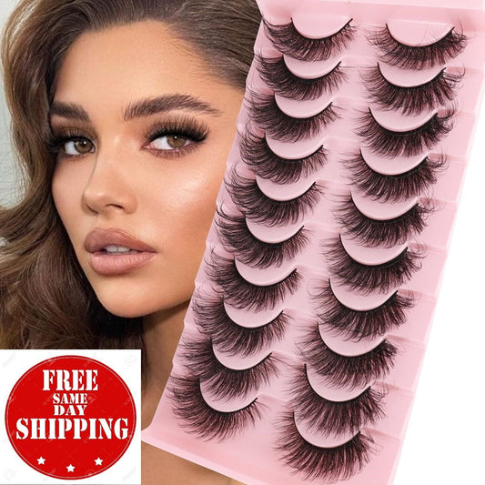 Milybest Lashes False Eyelashes 10 Pairs 20Mm Cat Eye Faux Mink Lashes Fluffy