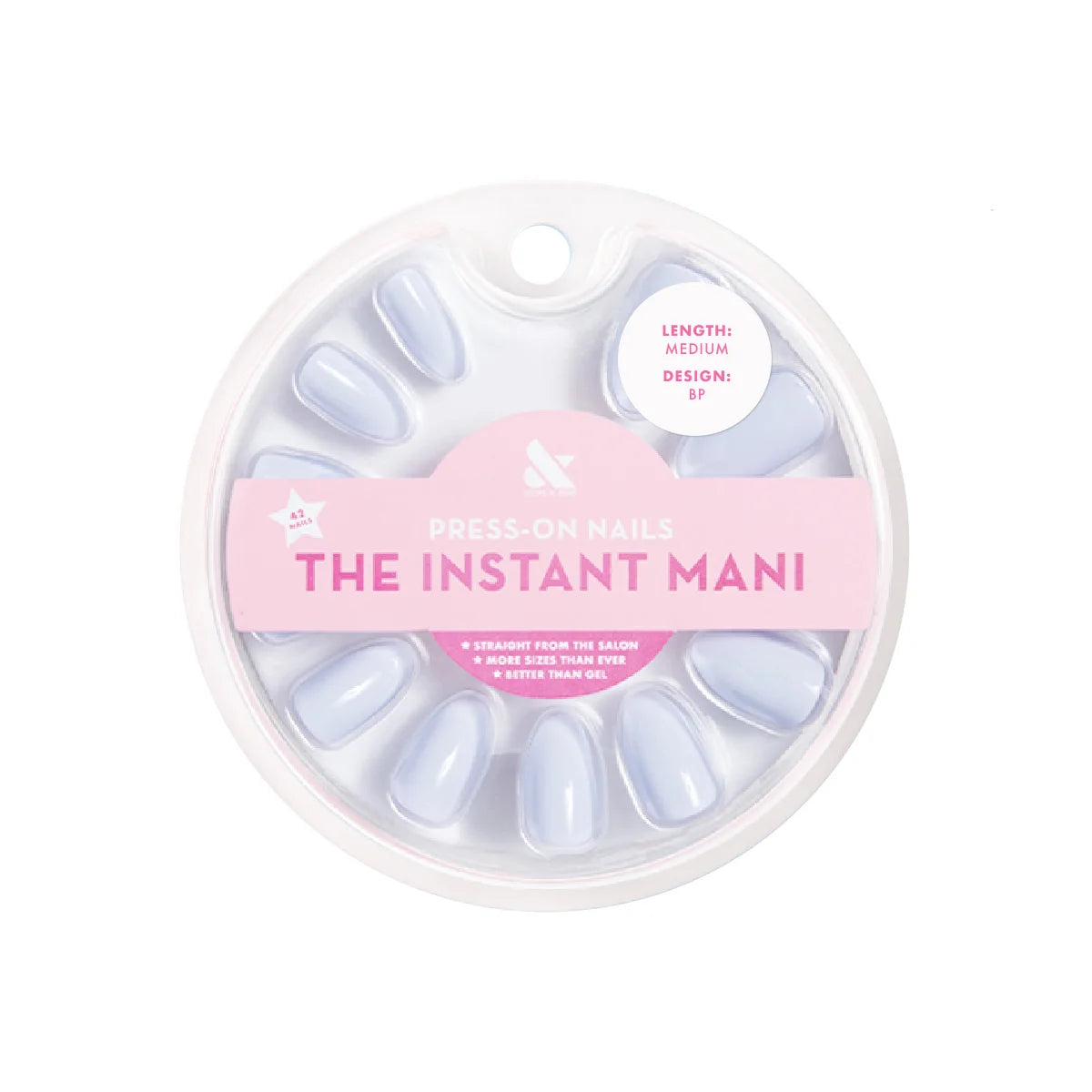 Instant Mani Almond Press-On Nails, Blue, BP, 42 Pieces