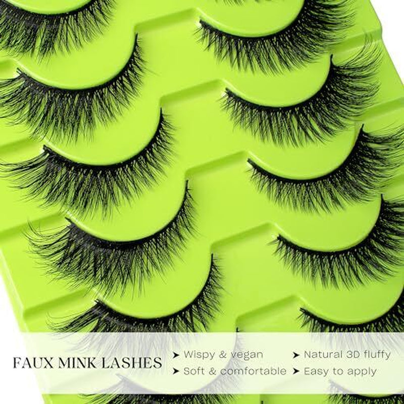 Lashes 3D False Eyelashes Cat Eye Look Wispy Faux Mink Lashes 10 Pairs Long