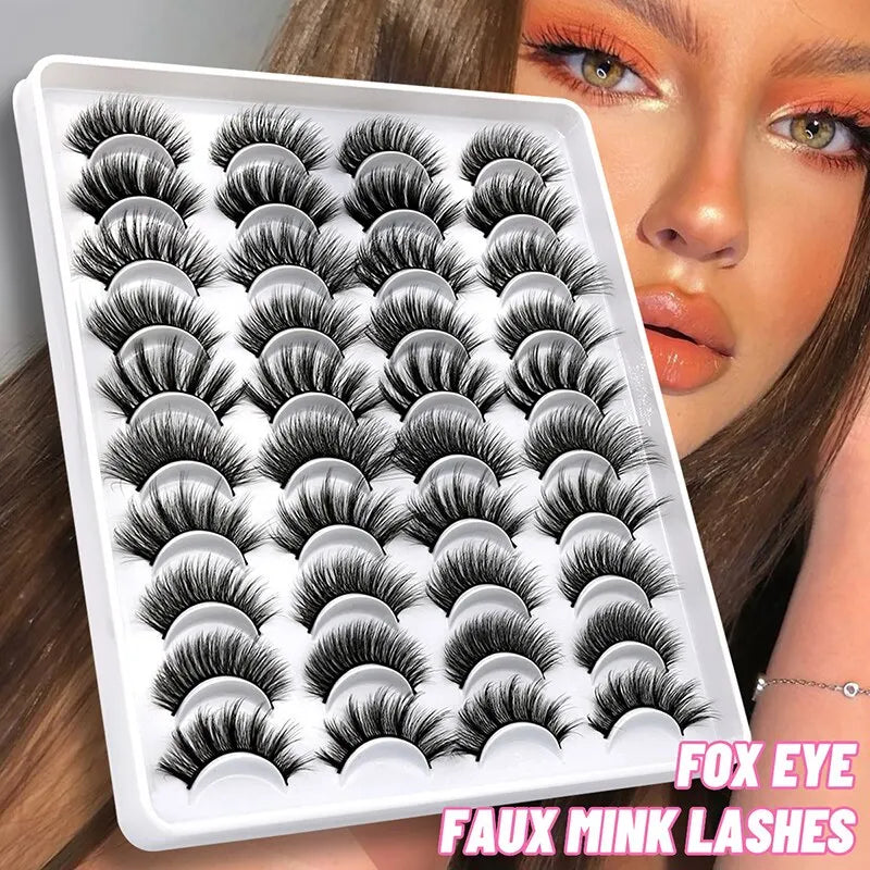 20 Pairs False Lashes 3D Mink Lashes Fluffy Dramatic Thick Volume Eyelashes Natural Lashes Fake Lashes Makeup