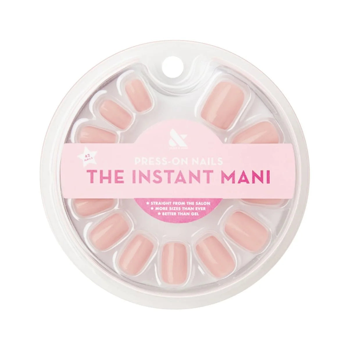 Instant Mani Squoval Short Press-On Nails, HZ, Pink, 42 Ct